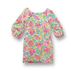 Lilly Pulitzer Little Lilet Cindy Shift Dress Floral Print Womens 2 Puff Sleeve